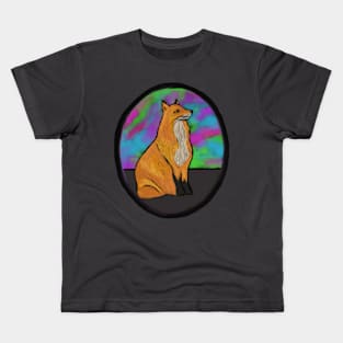 Oval Fox and Northern Lights Kids T-Shirt